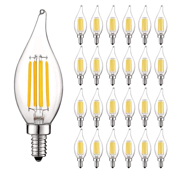 Luxrite CA11 LED Bulbs 5W (60W Equivalent) 550LM 5000K Bright White Dimmable E12 Candelabra Base 24-Pack LR21599-24PK